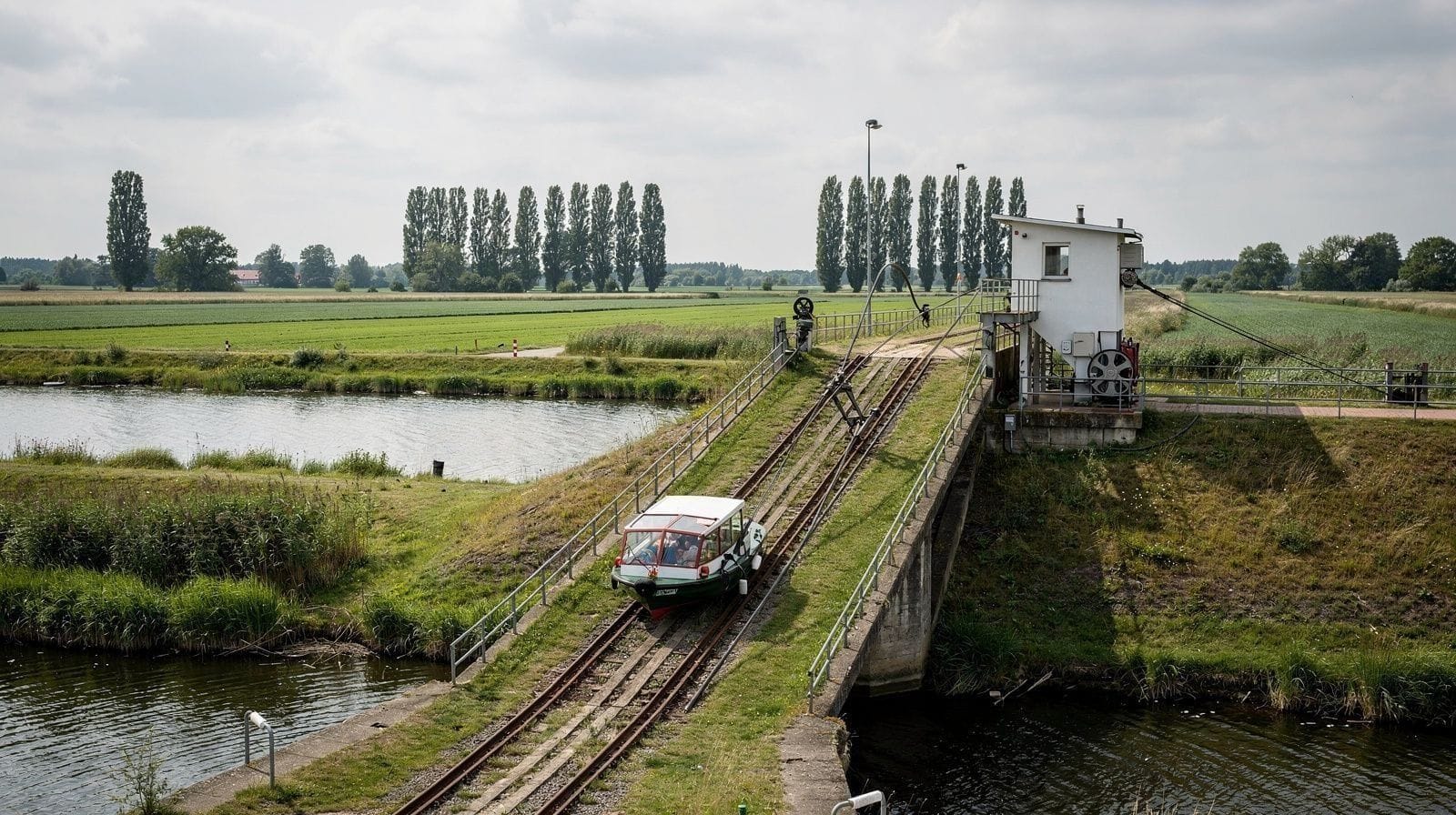 Le canal d'Elbląg : les bateaux qui naviguent sur des rails